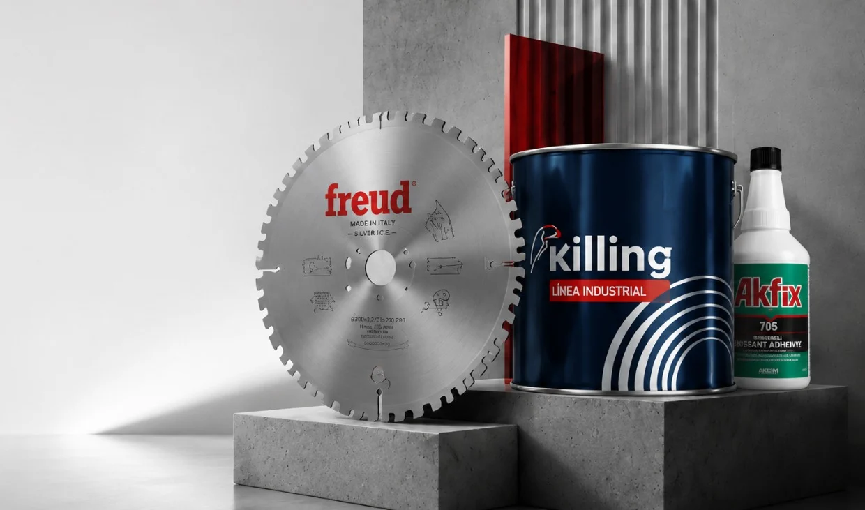 Sierra circular freud, lata Killing línea industrial y adhesivo Akfix
